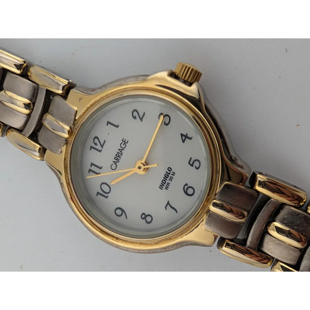 Timex Carriage Indiglo Watch Women 24mm Case Two Tone 6.5